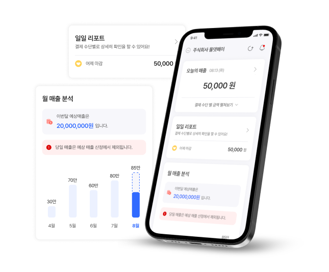 올댓페이M 모바일 앱 화면 목업